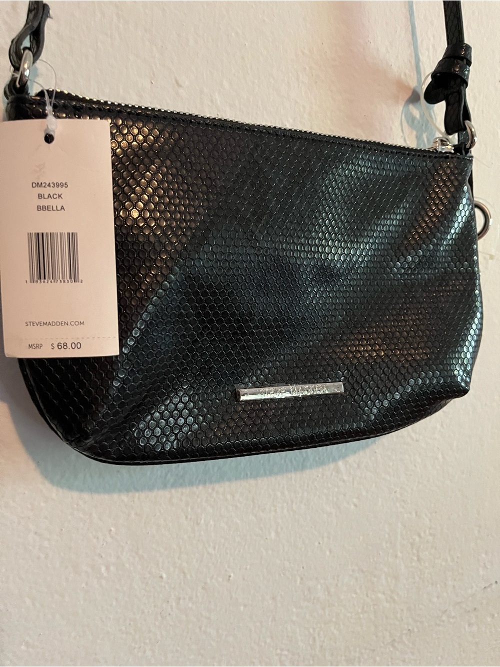 Steve Madden Black Textured Crossbody Bag MSRP $68